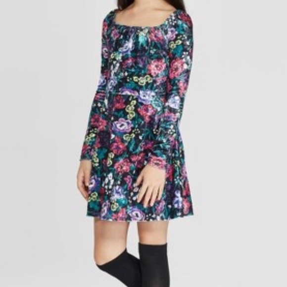 Art Class Girls Square Neck Velvet Dress NWOT - Picture 1 of 6